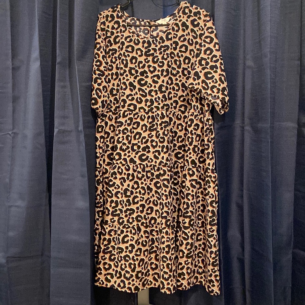 Terra&Sky Cheetah Print Dress— 1X